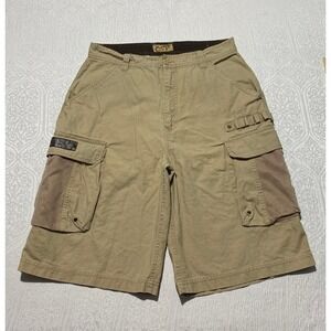 OTB Mens Cargo Shorts Tan Khaki Baggy Skater Y2K Gorpcore Utility Size 34